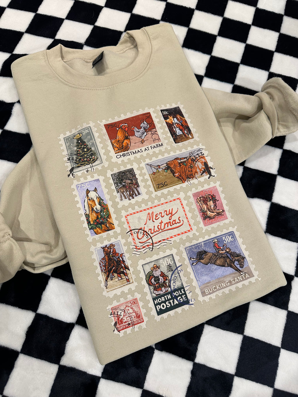 Cowboy Christmas Postage Crewneck