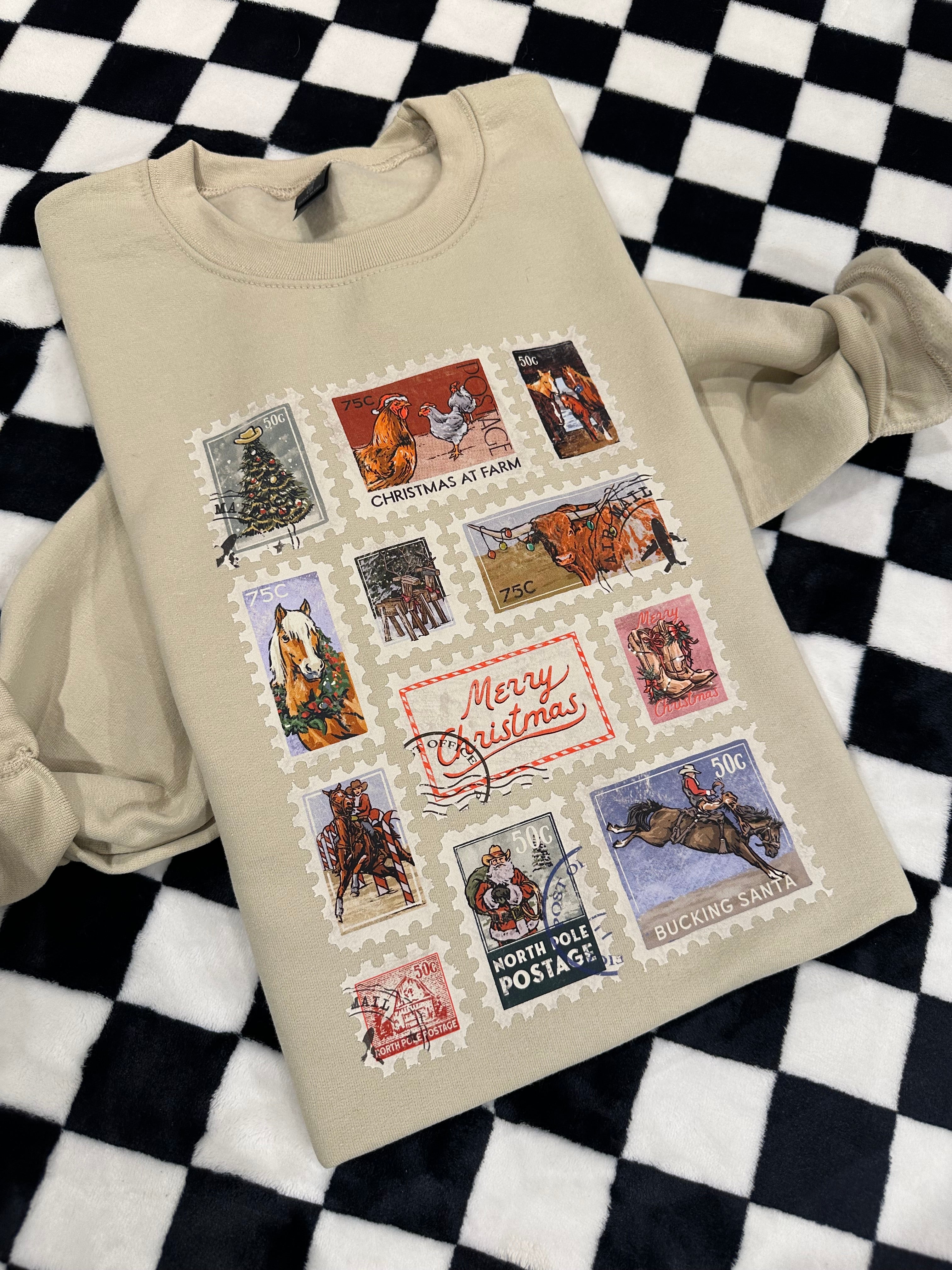 Cowboy Christmas Postage Crewneck