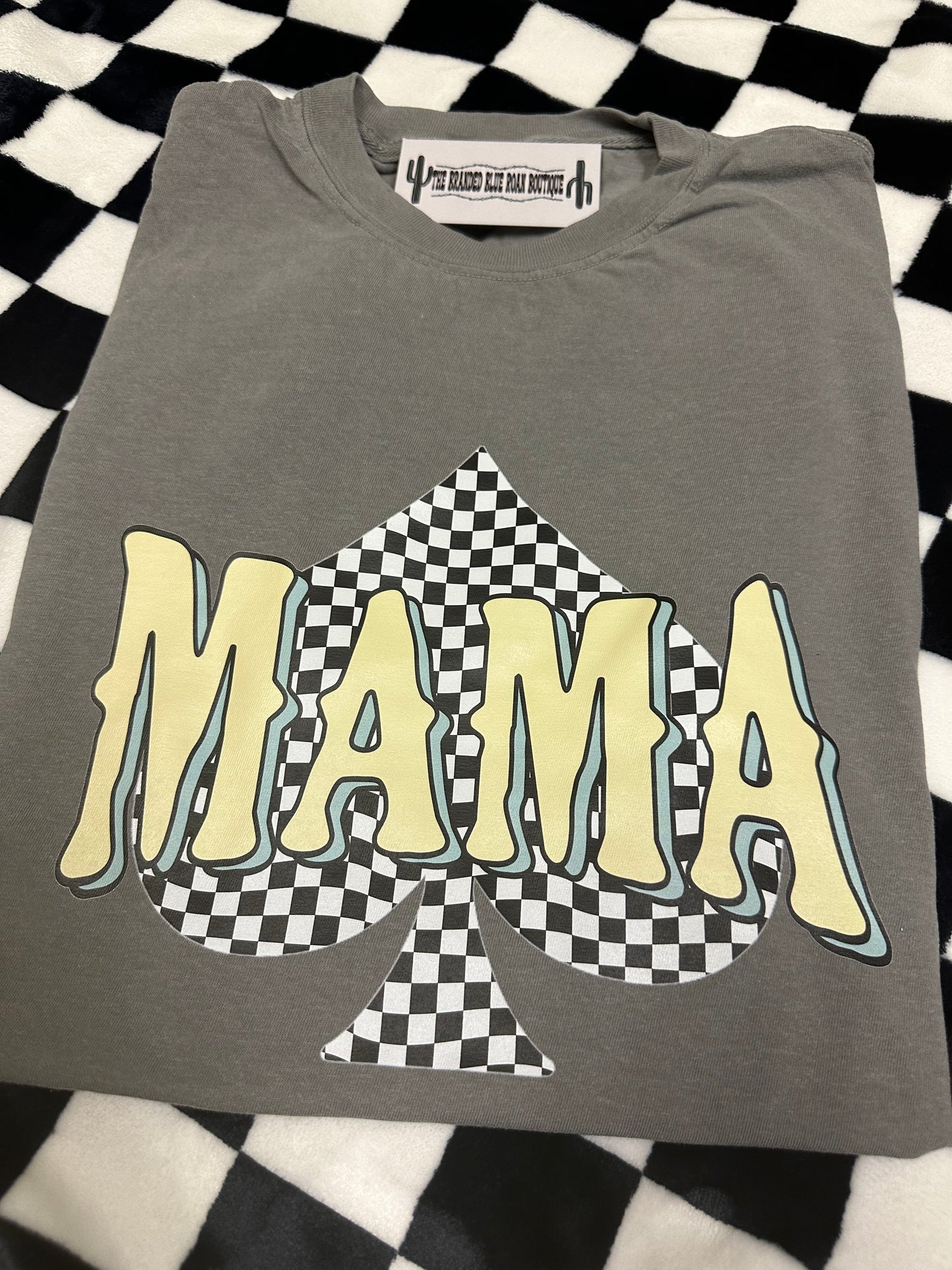 Mama Checkered Spade graphic tee - Comfort Colors