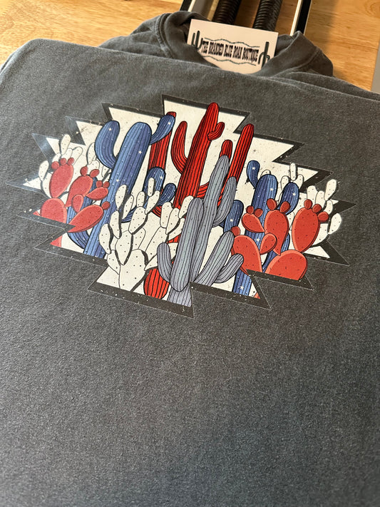 Red White & Blue Cactus graphic tee - Comfort Colors