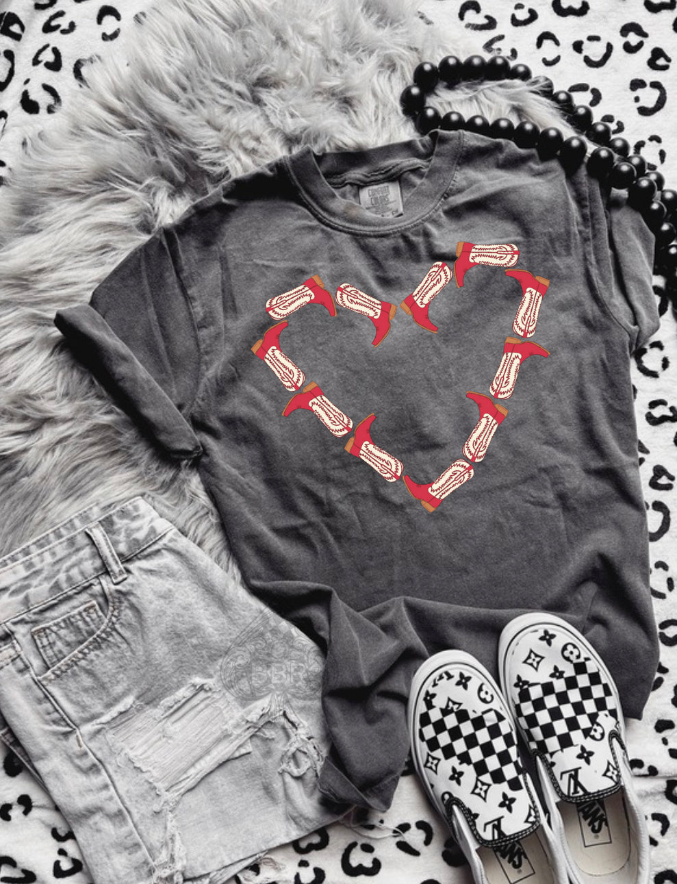 Pink Boot Love valentines graphic tee - Comfort Colors