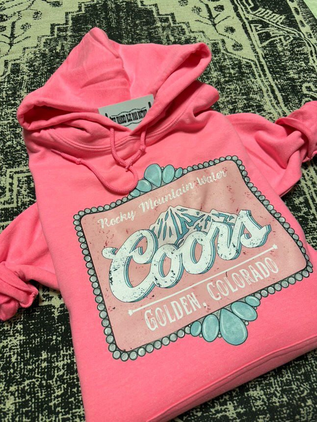 Pink Rocky Mountain Water Hoodie