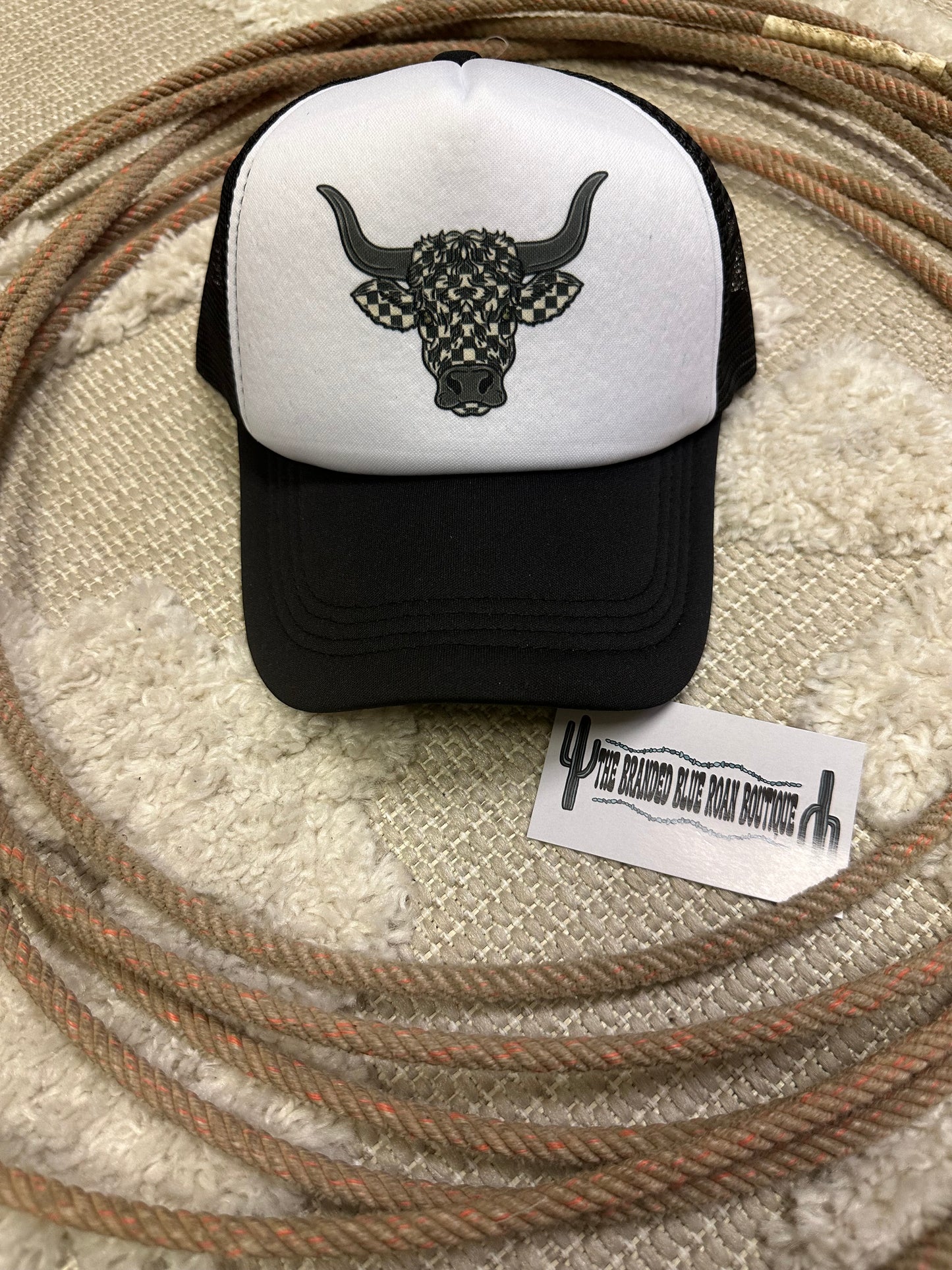 Checkered Bull Trucker Hat