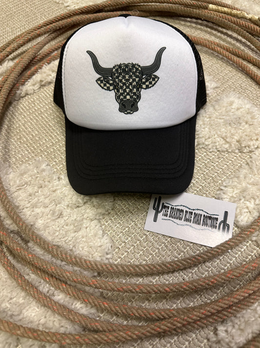 Checkered Bull Trucker Hat