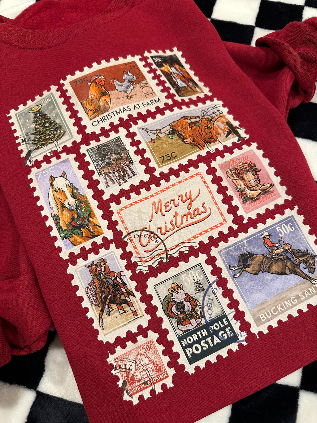 Cowboy Christmas Postage Crewneck