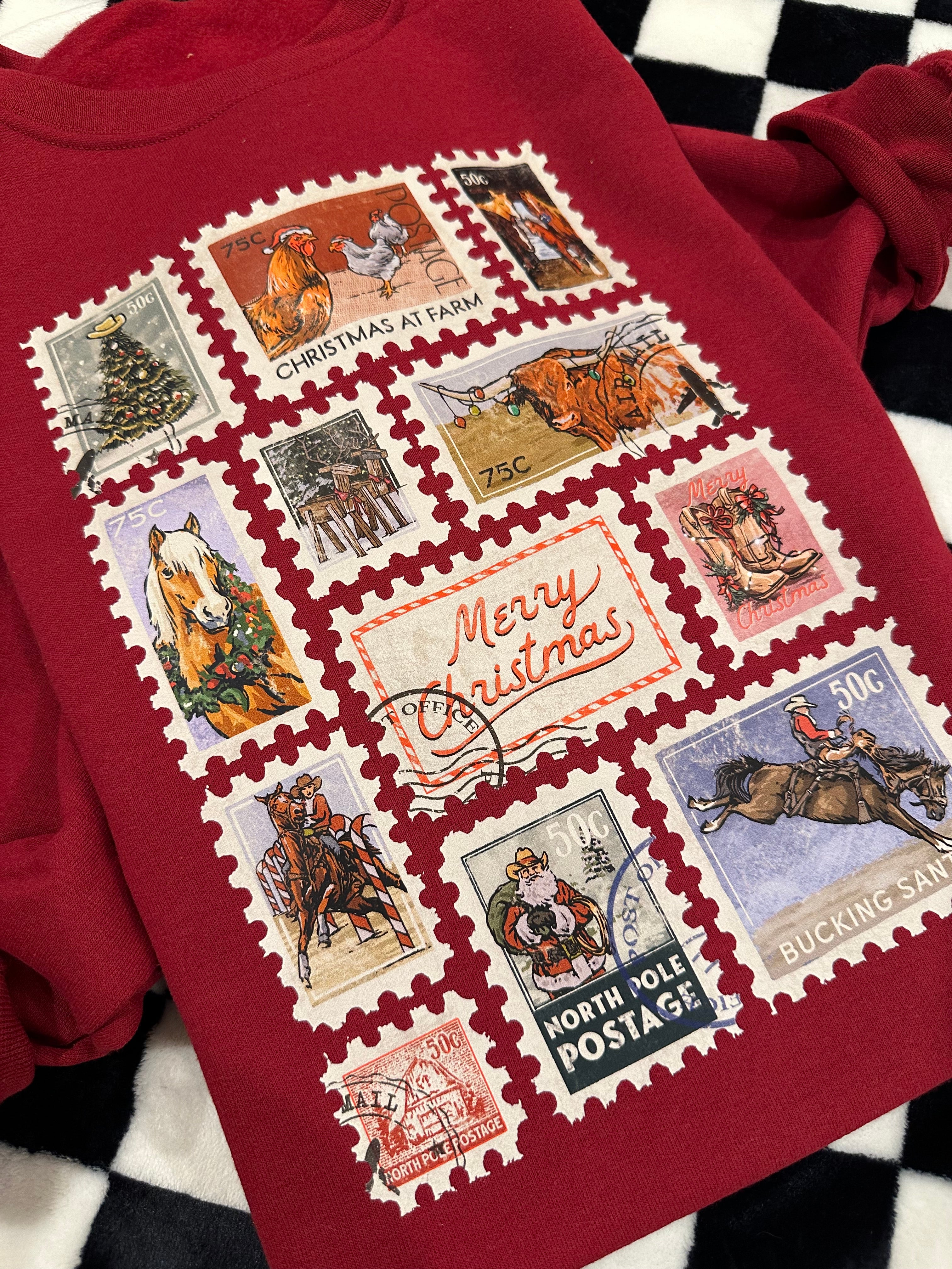 Cowboy Christmas Postage Crewneck