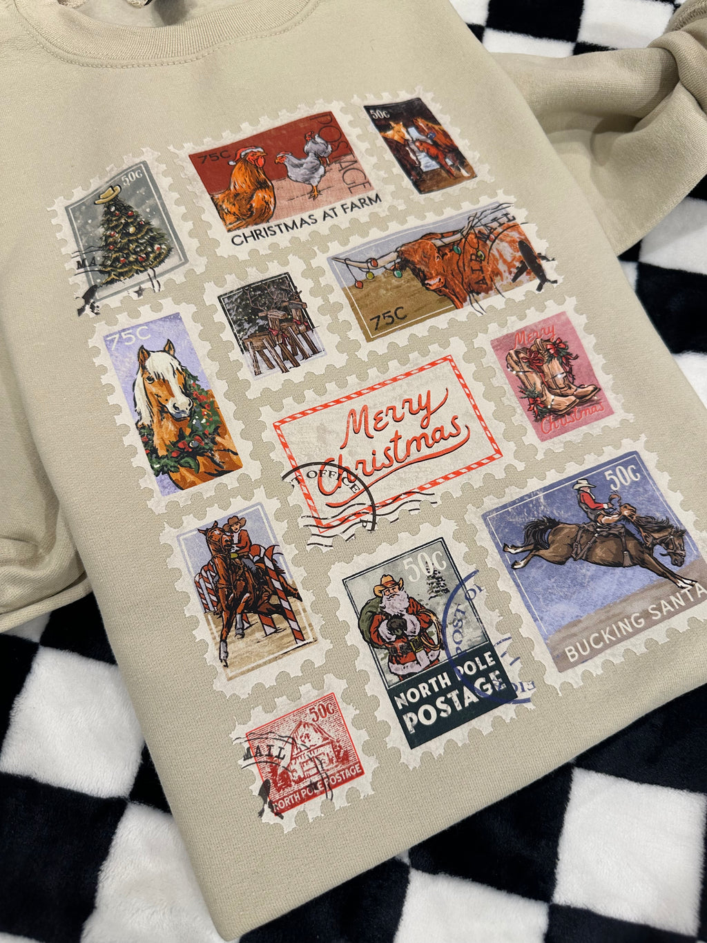Cowboy Christmas Postage Crewneck