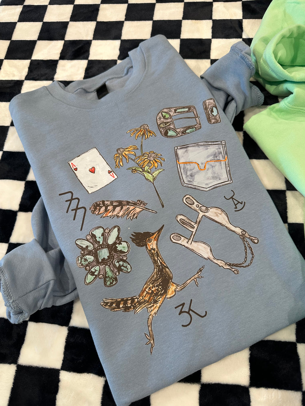 Roadrunner Collage - Blue Crewneck