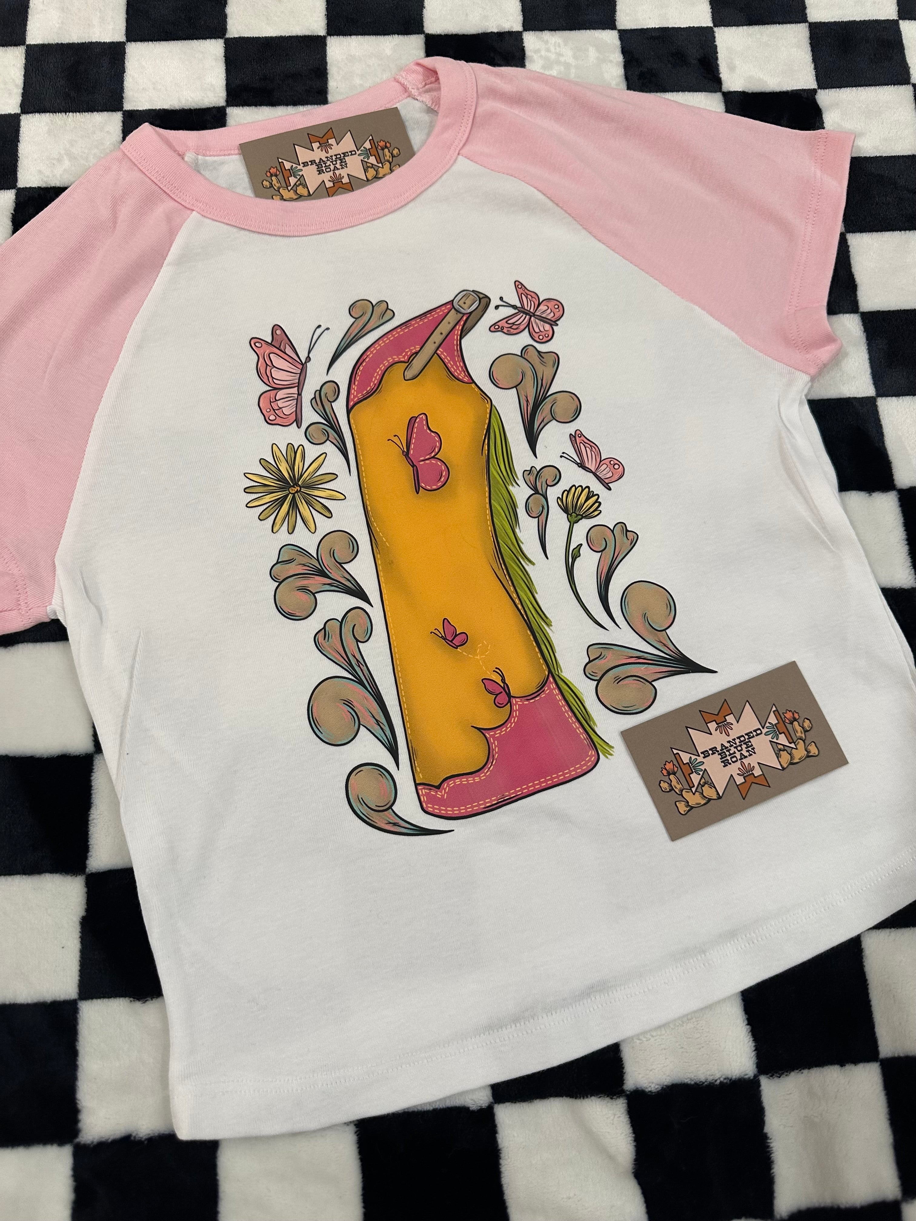 Floral Chaps Pink Baby Tee