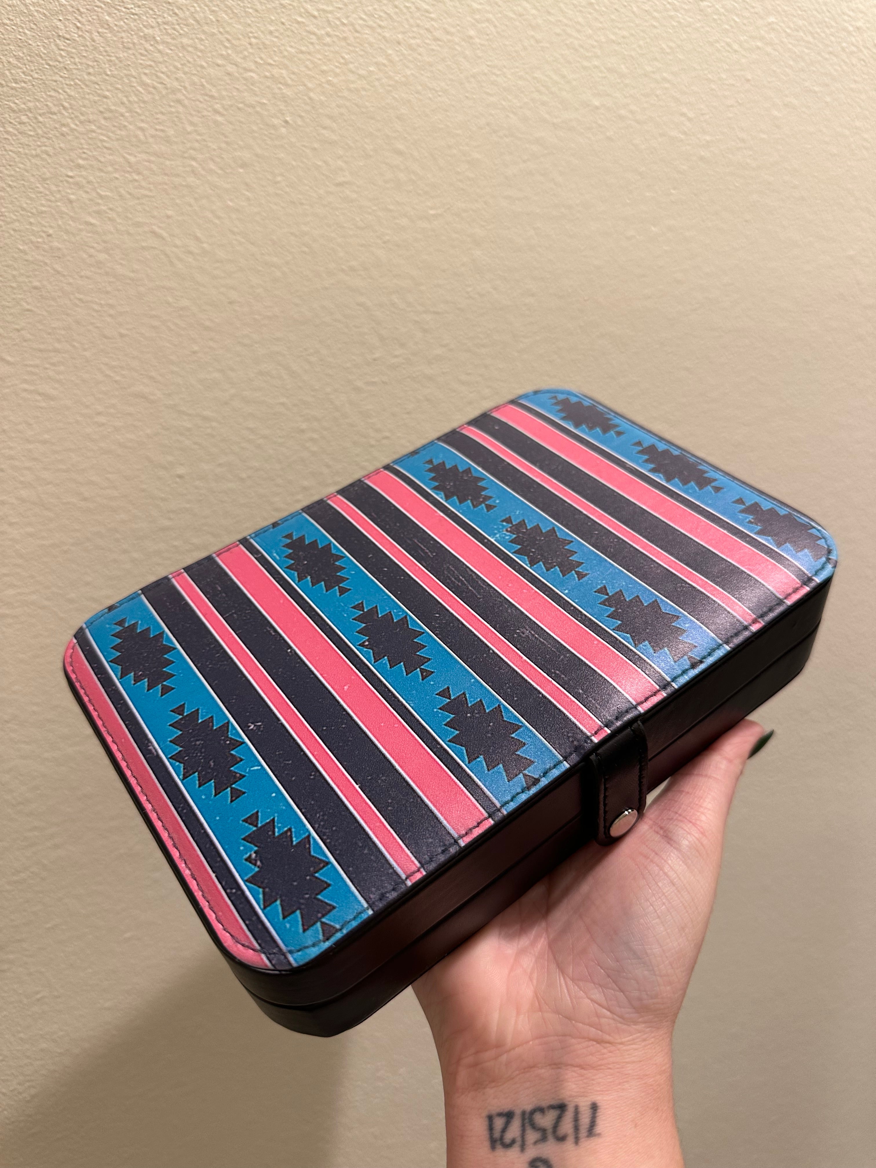 Pink & Blue Aztec Jewelry Box