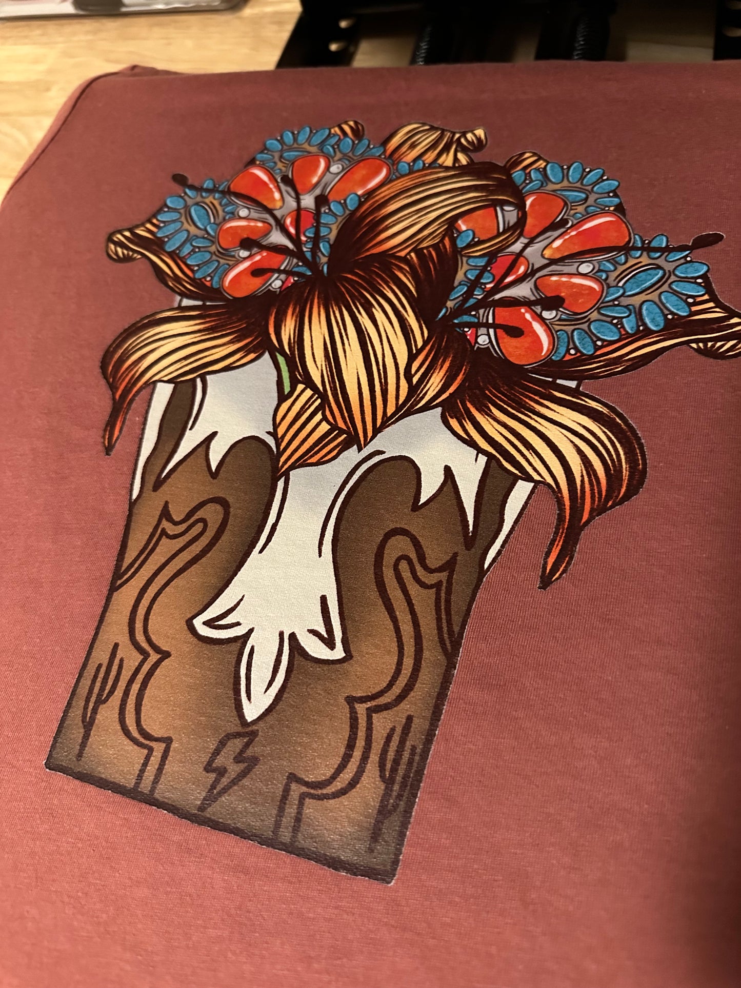 Boot Top Bouquet Western Tee