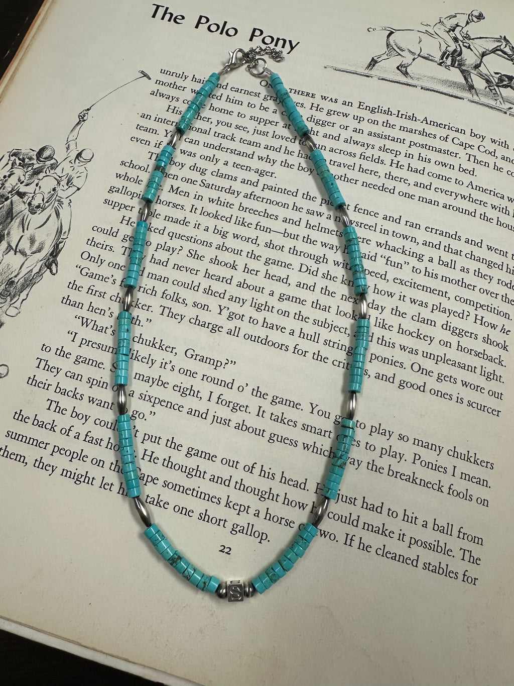 Initial Necklace - Authentic Turquoise & Navajo Pearls