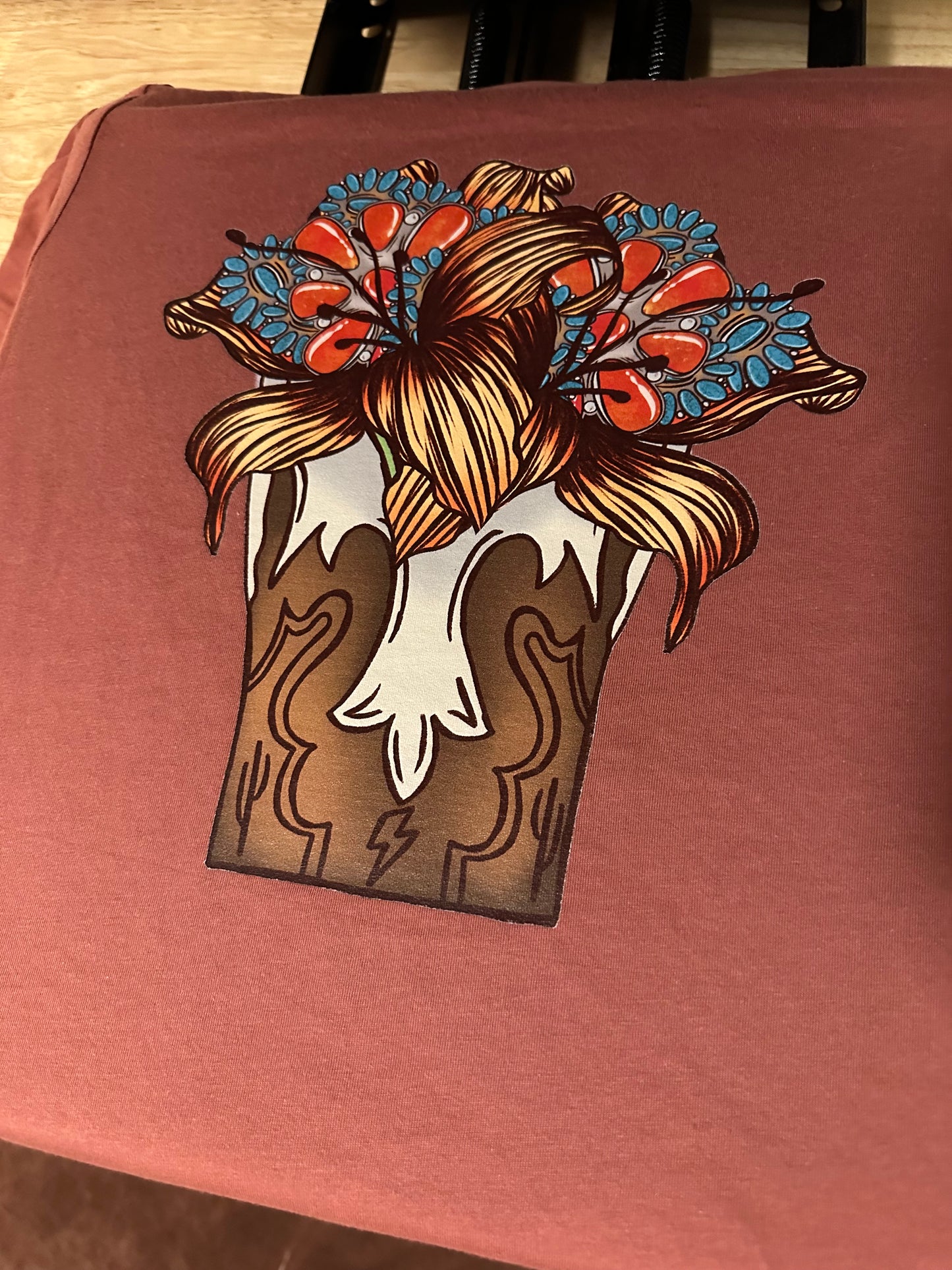 Boot Top Bouquet Western Tee