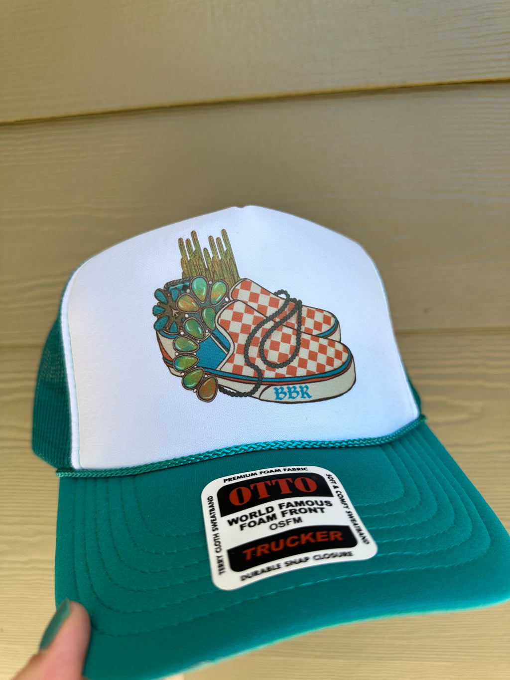 BBR Orange checkered shoes Trucker Hat