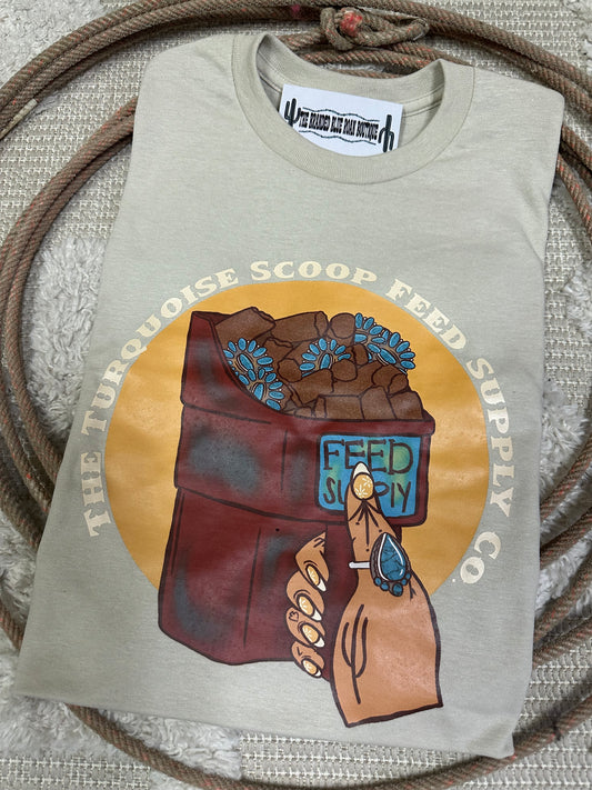 Turquoise Feed Scoop Supply Co Graphic Tee