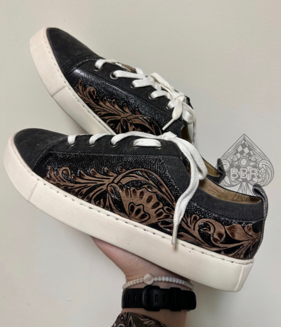 Tooled Black Sneakers