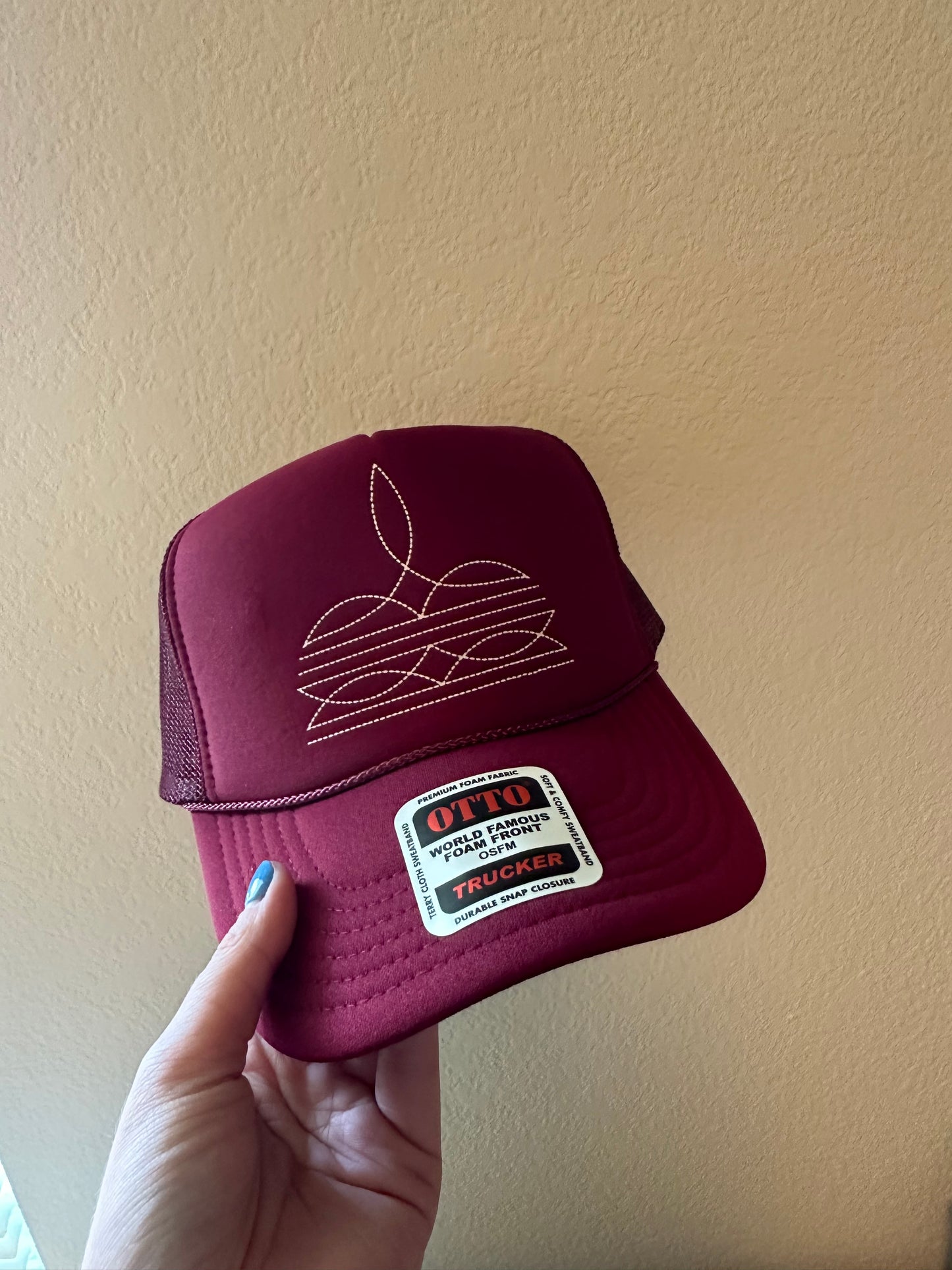 Maroon Boot Stitch Trucker Hat - RTS