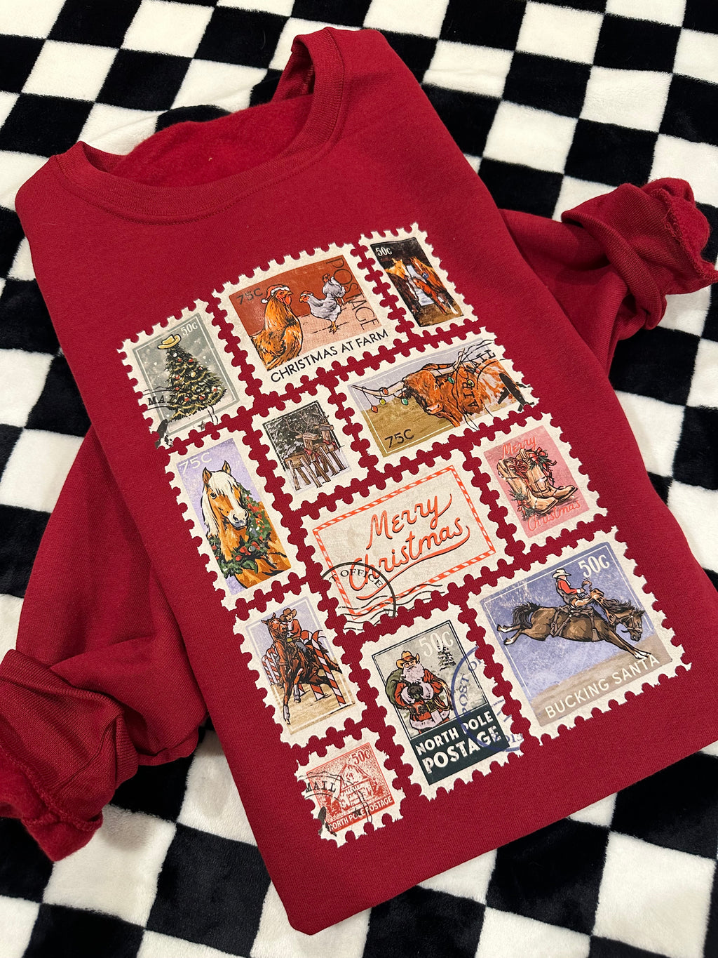Cowboy Christmas Postage Crewneck