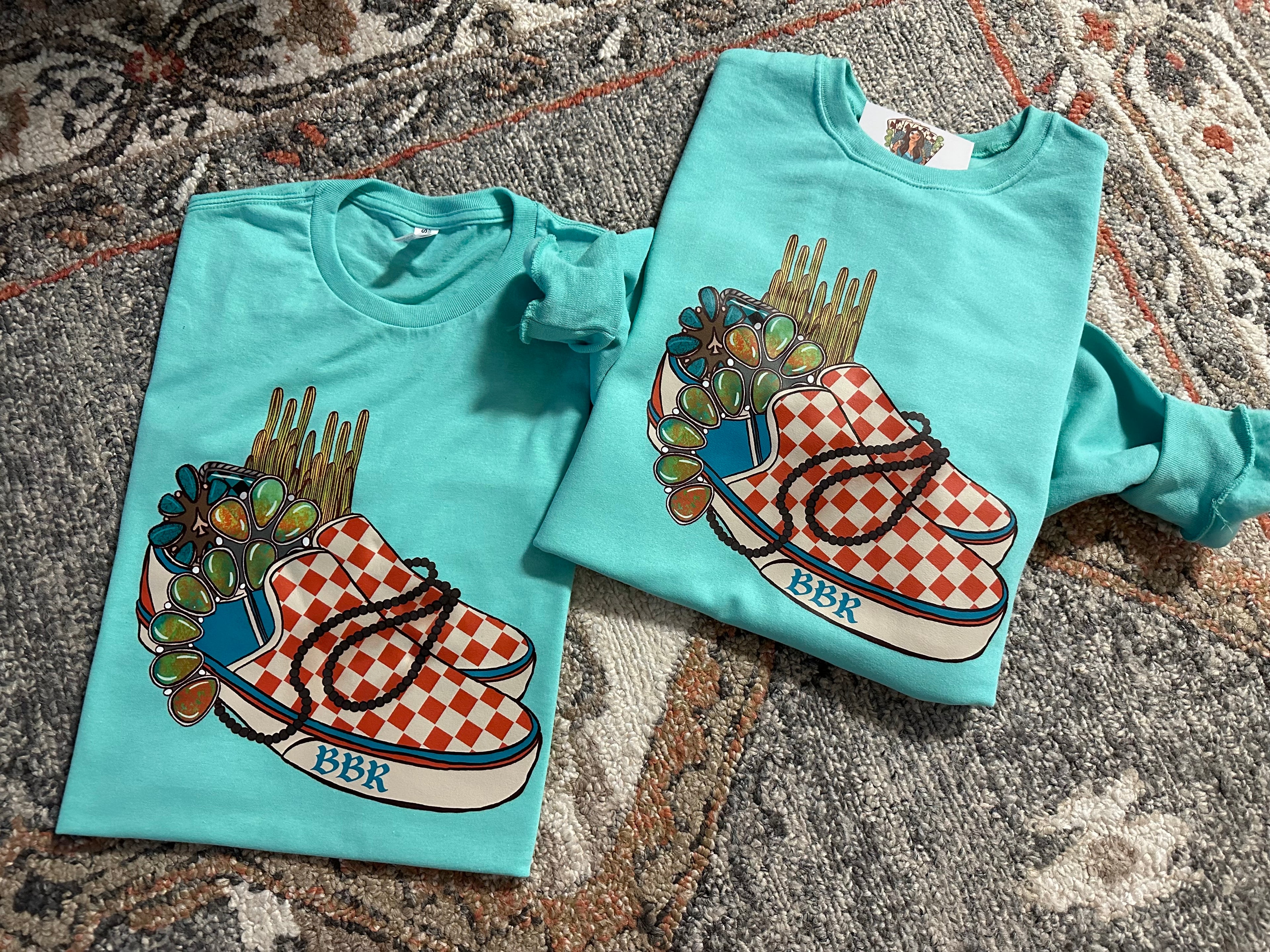 BBR checkered shoes blue Western Graphic