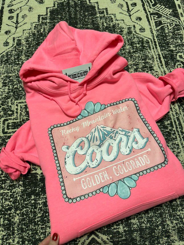 Pink Rocky Mountain Water Hoodie