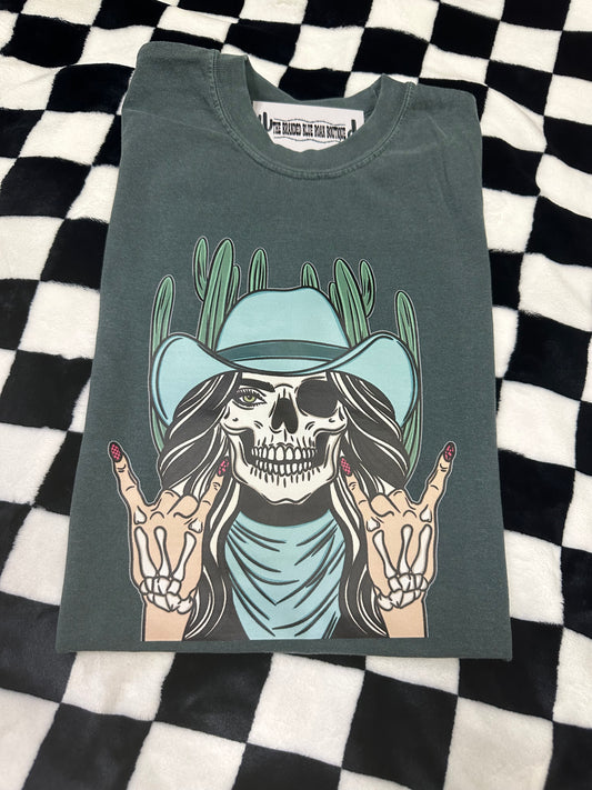 Skeleton Cowgirl graphic tee - Comfort Colors