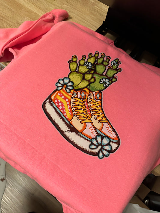 Hot Pink Desert Vans graphic