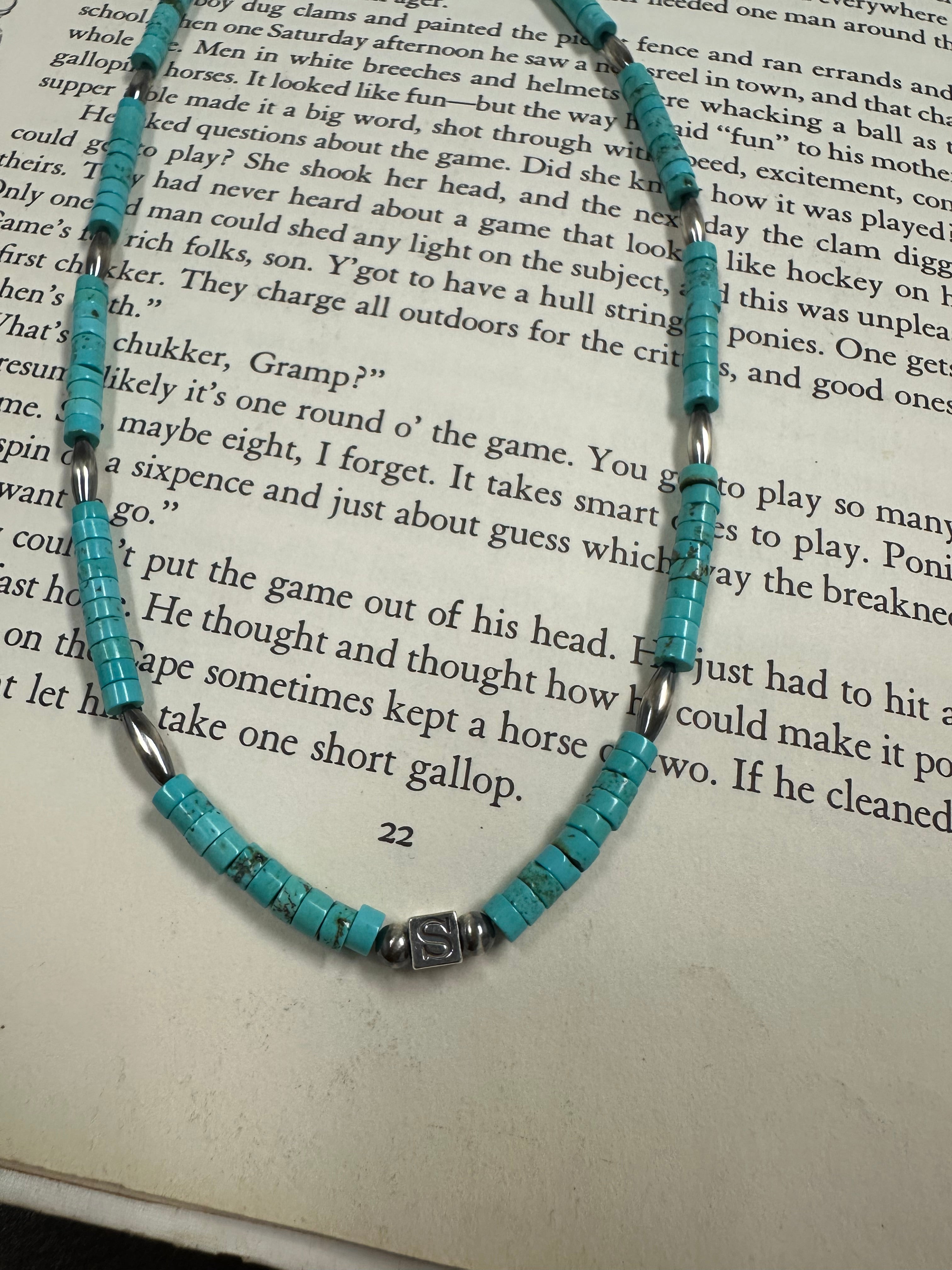 Initial Necklace - Authentic Turquoise & Navajo Pearls