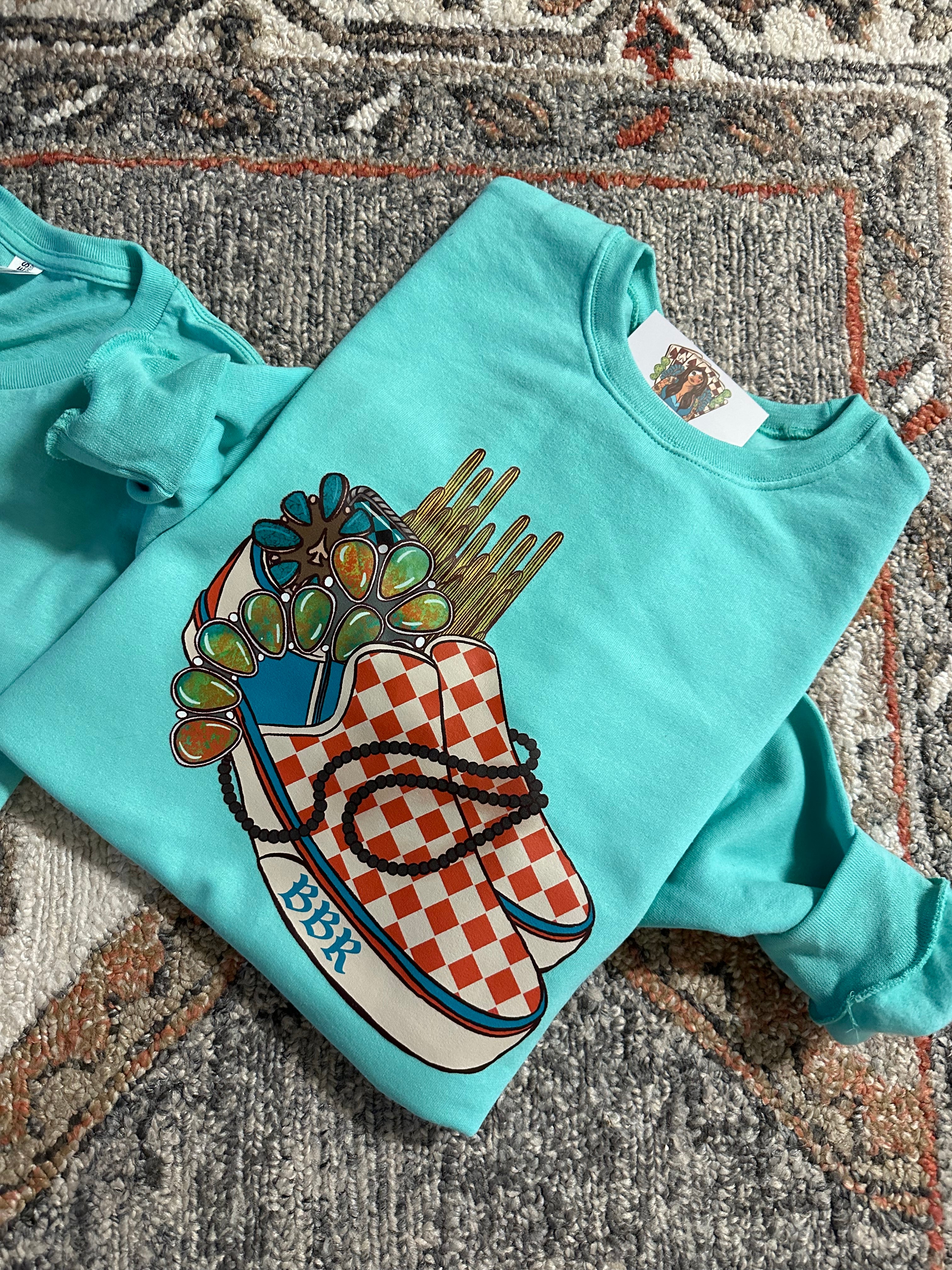 BBR checkered shoes blue Western Graphic