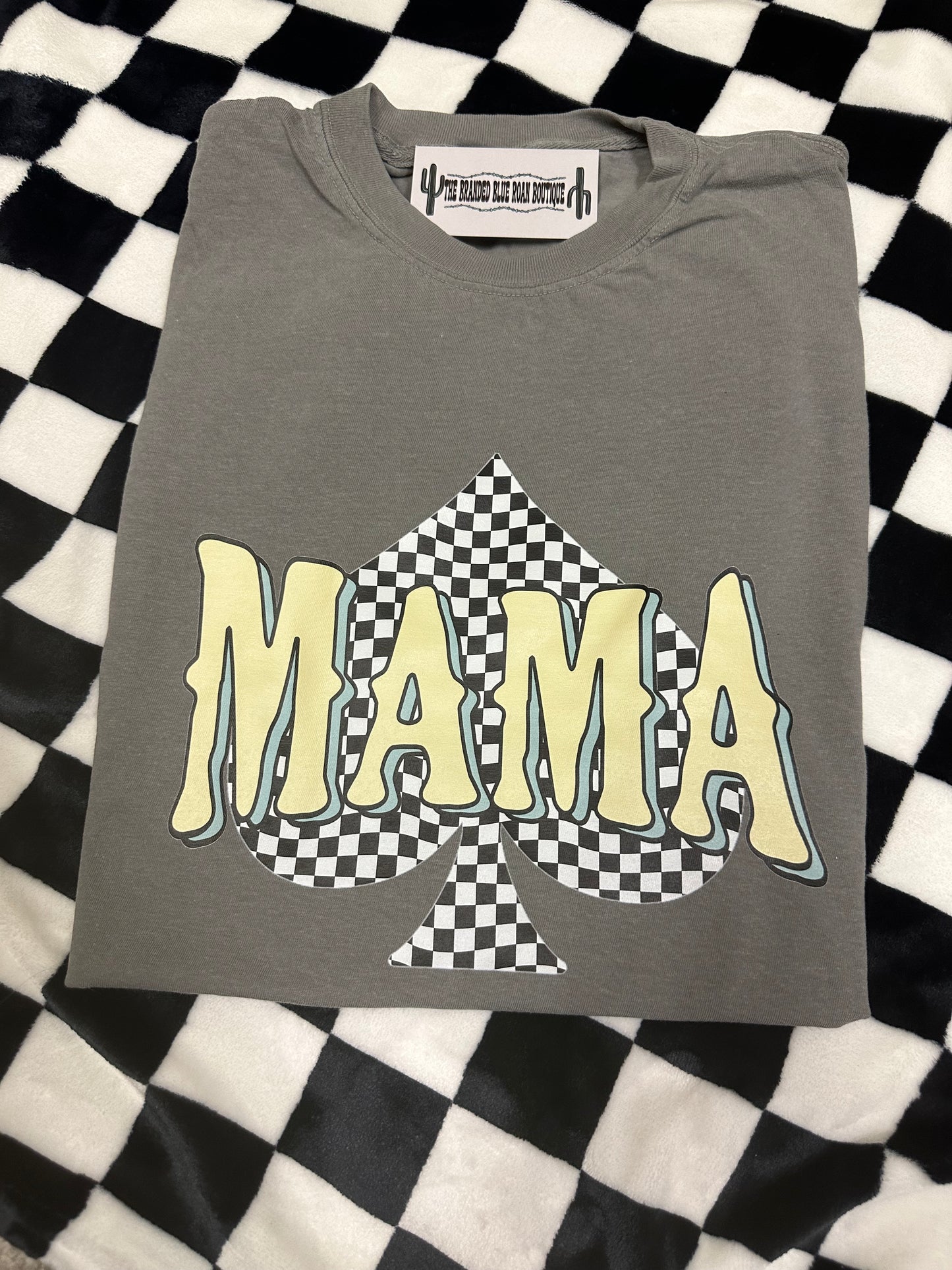 Mama Checkered Spade graphic tee - Comfort Colors