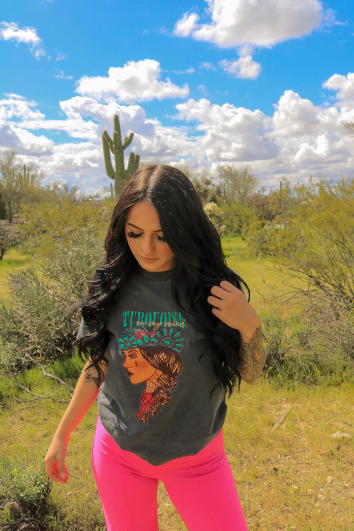 Turquoise on my mind graphic tee - Comfort Colors