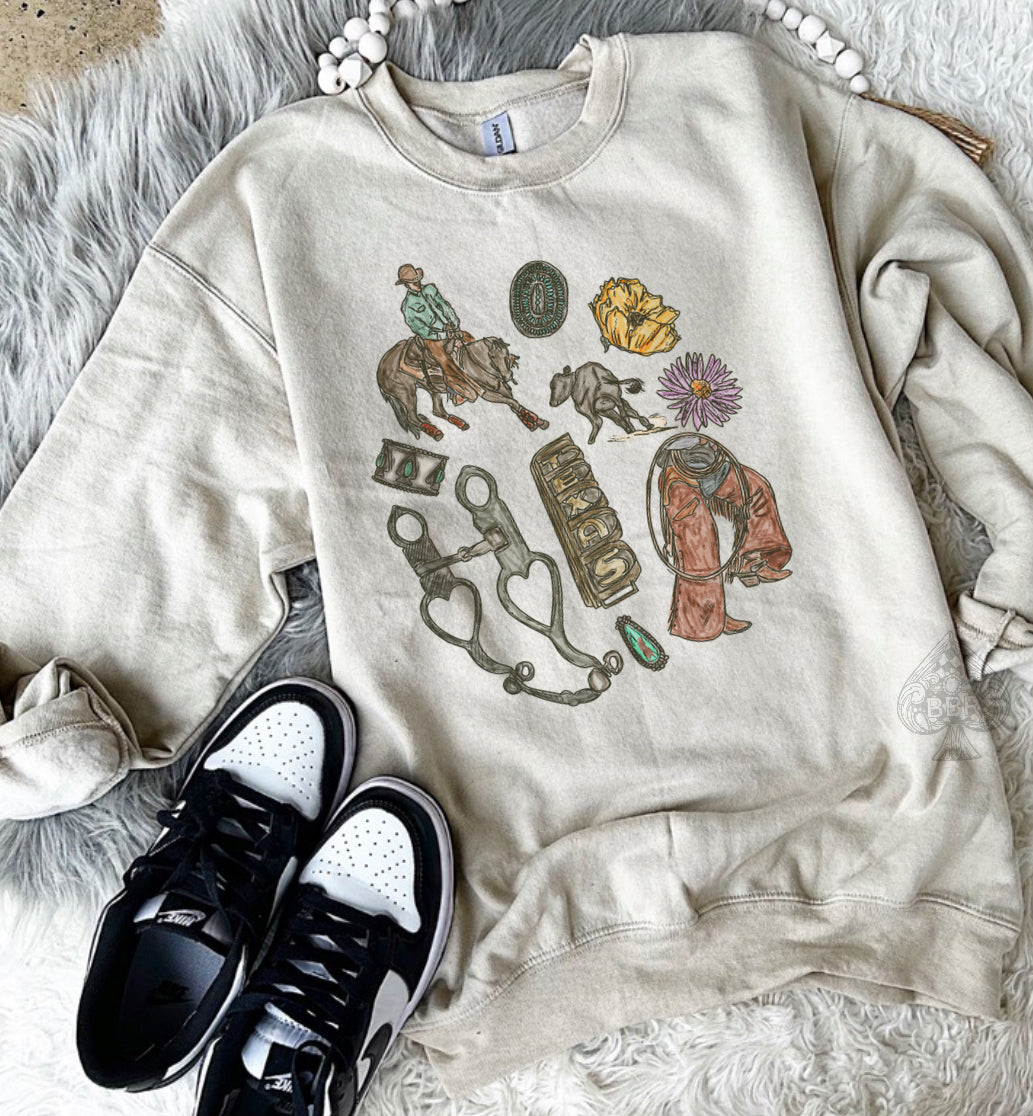 Cowboy Texas Collage - Tan Graphic