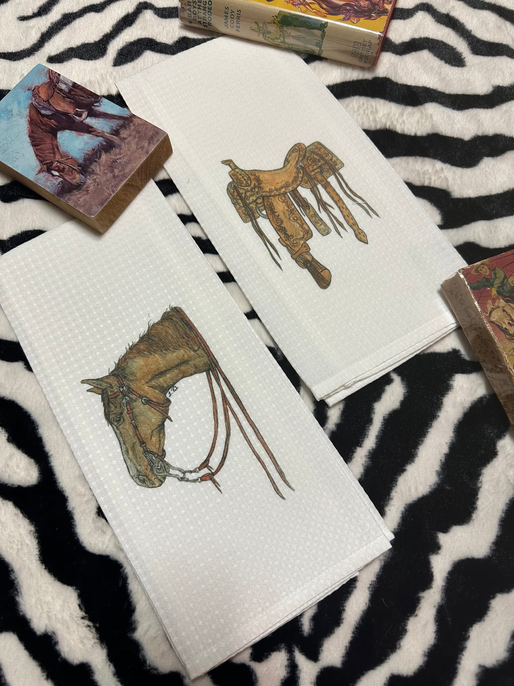 Western Kitchen Hand Towels - Saddle up & Lover Boy