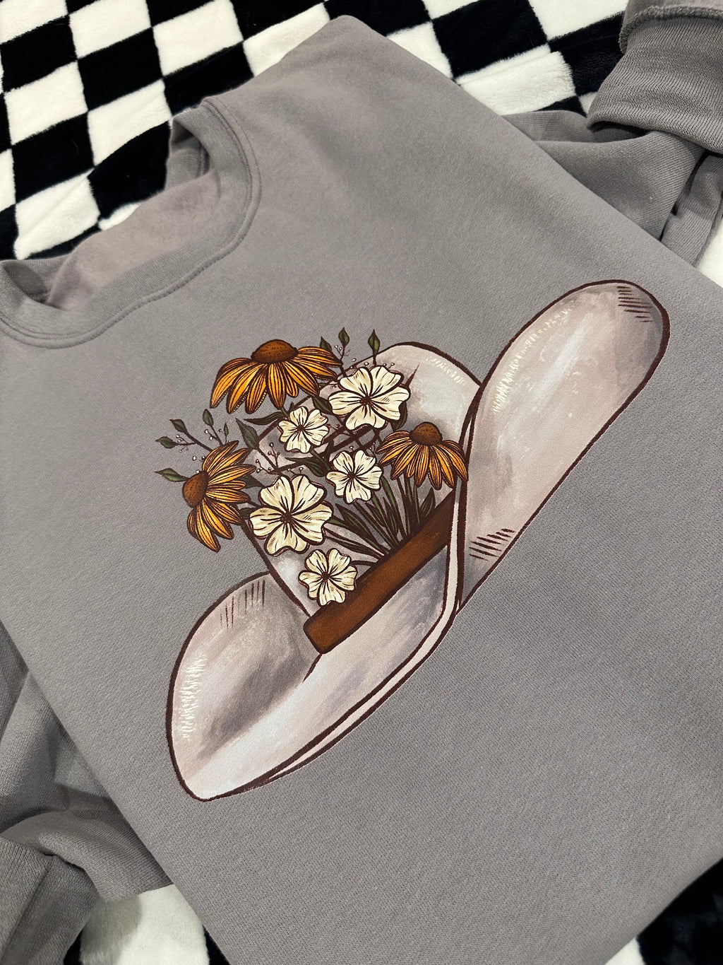 Floral Silver Belly Hat Crewneck