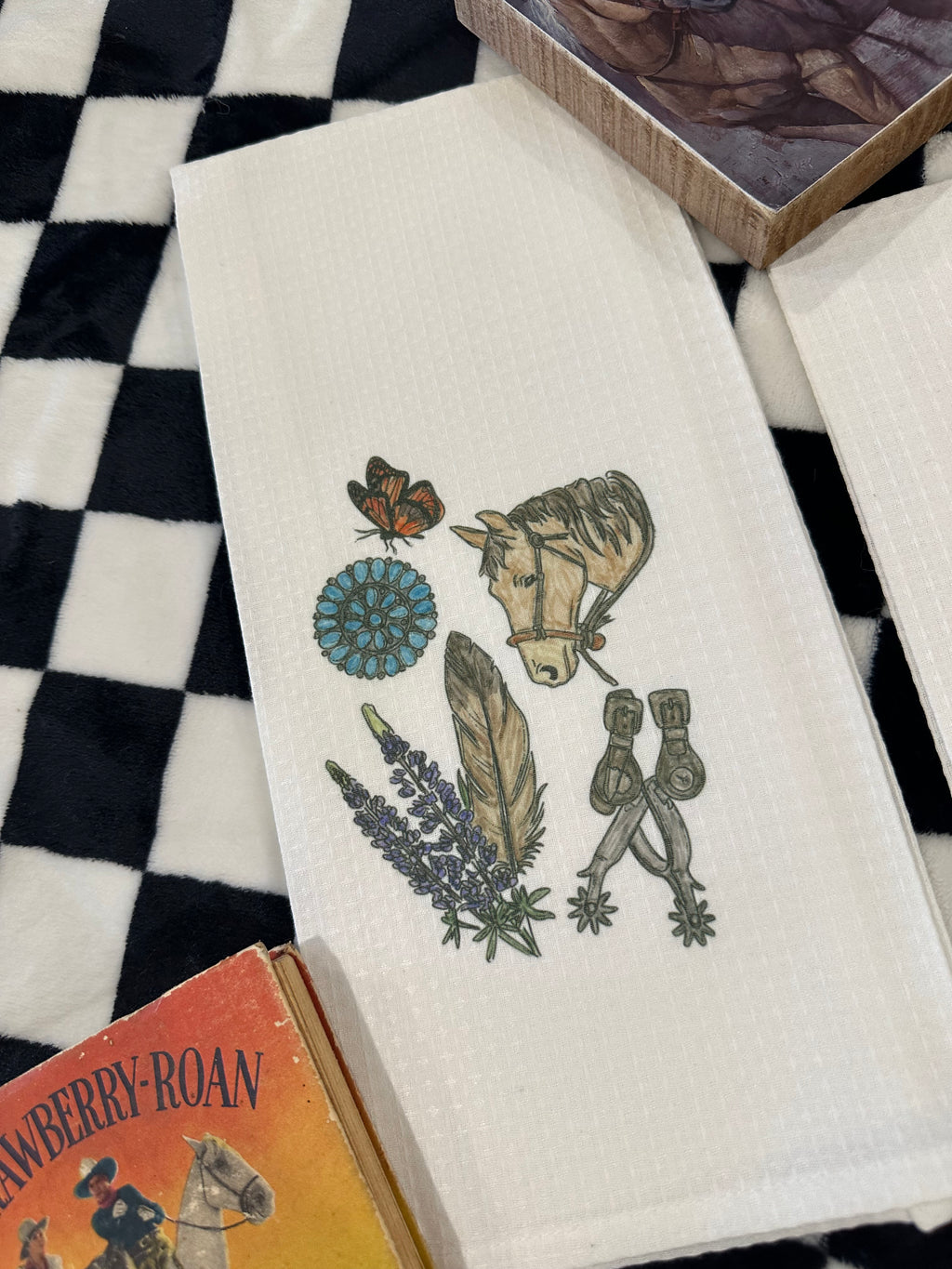 Western Kitchen Hand Towels - Saddle up & Wyoming Flowers