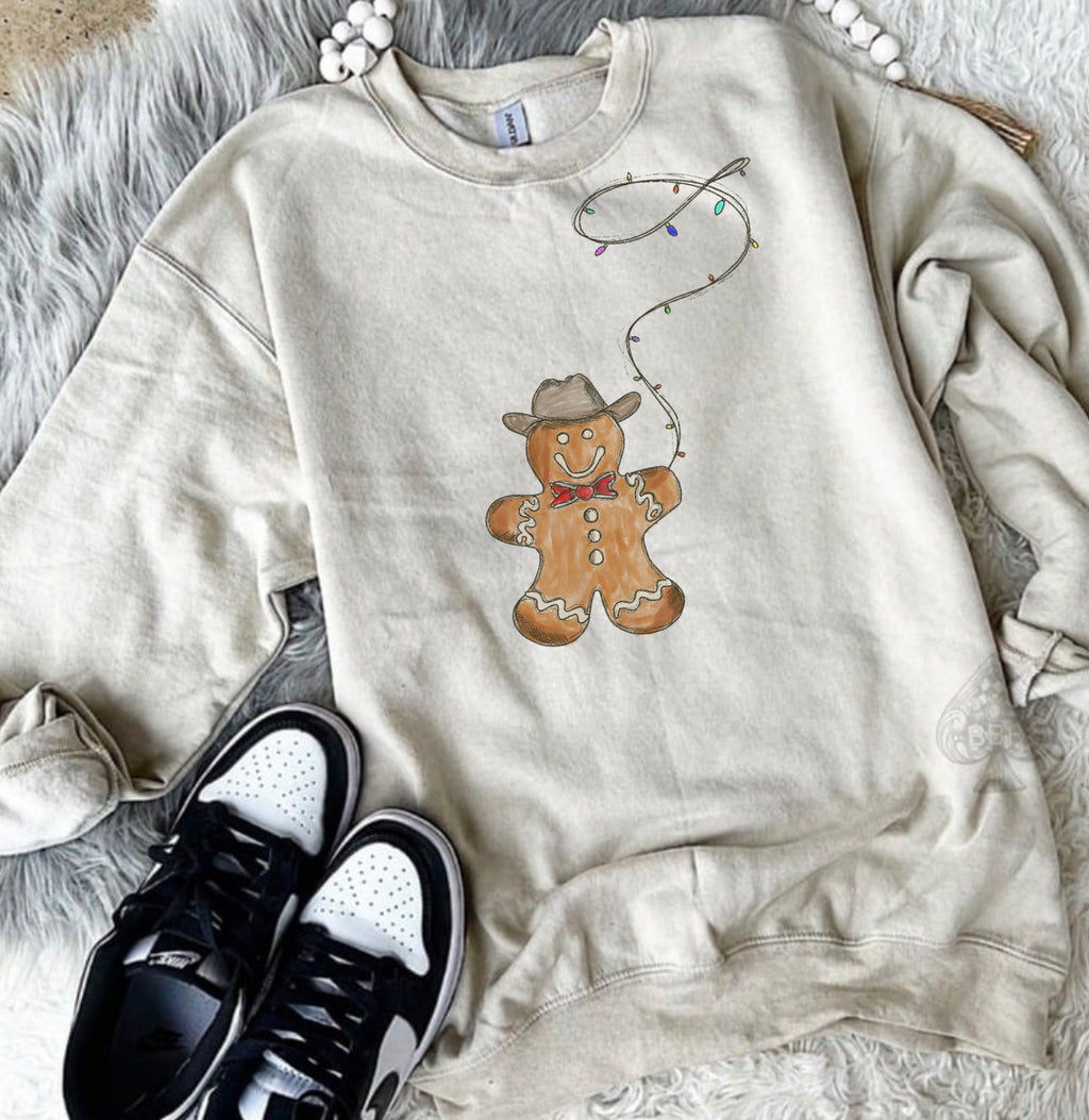 Gingerbread Christmas Roping Man - Tan Graphic