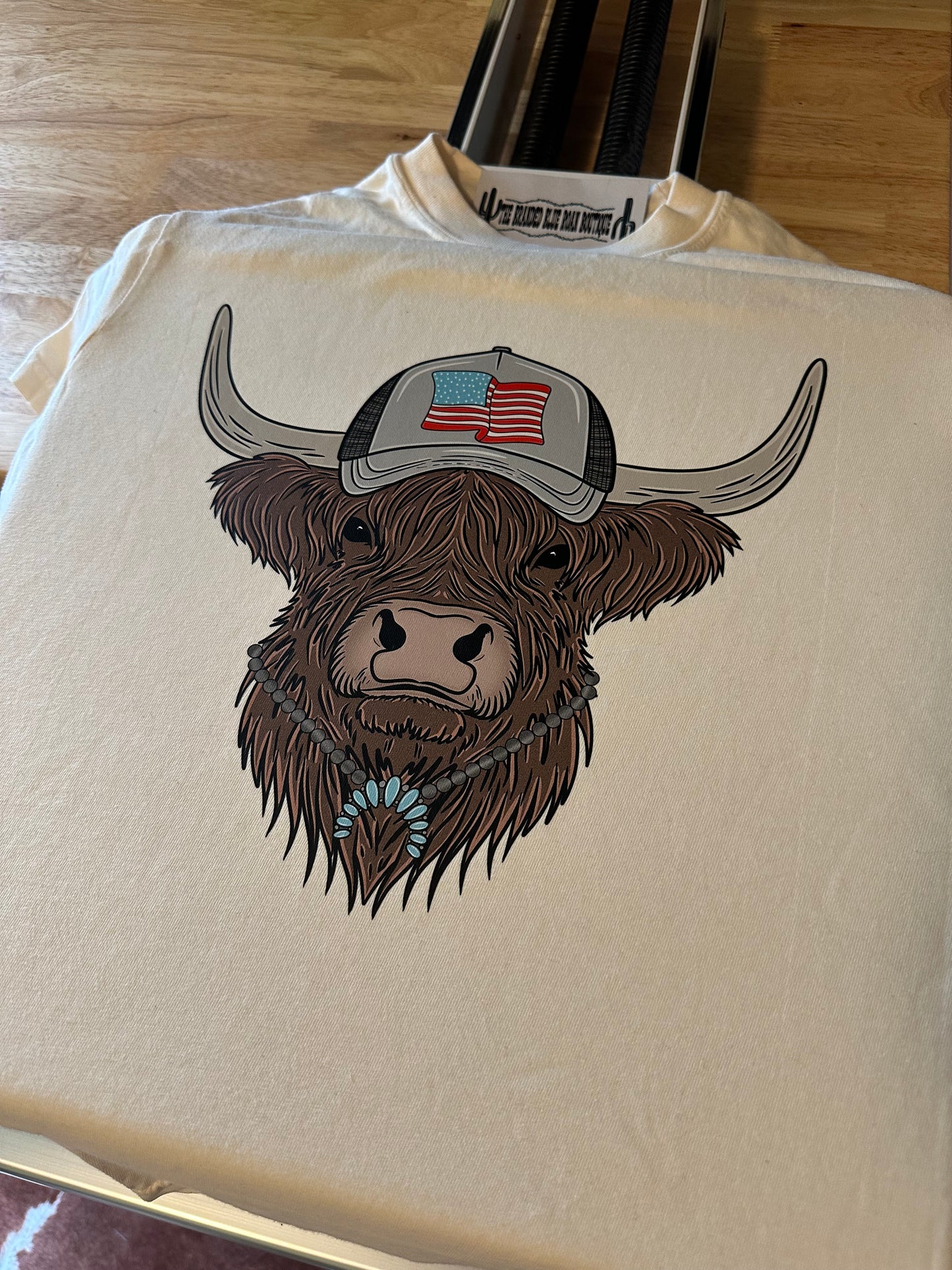 Highland Cow 4th of July graphic tee - Comfort Colors