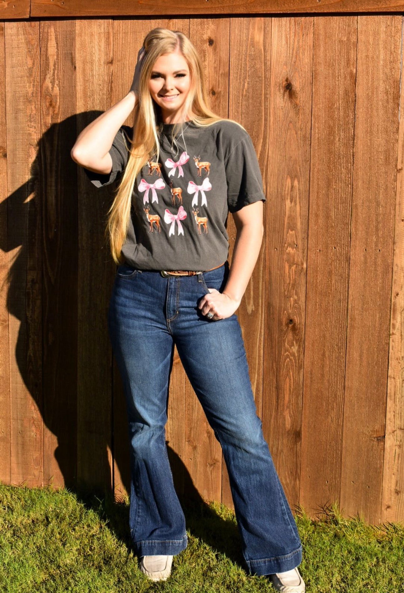 Deer Bow Coquette tee - Comfort Colors