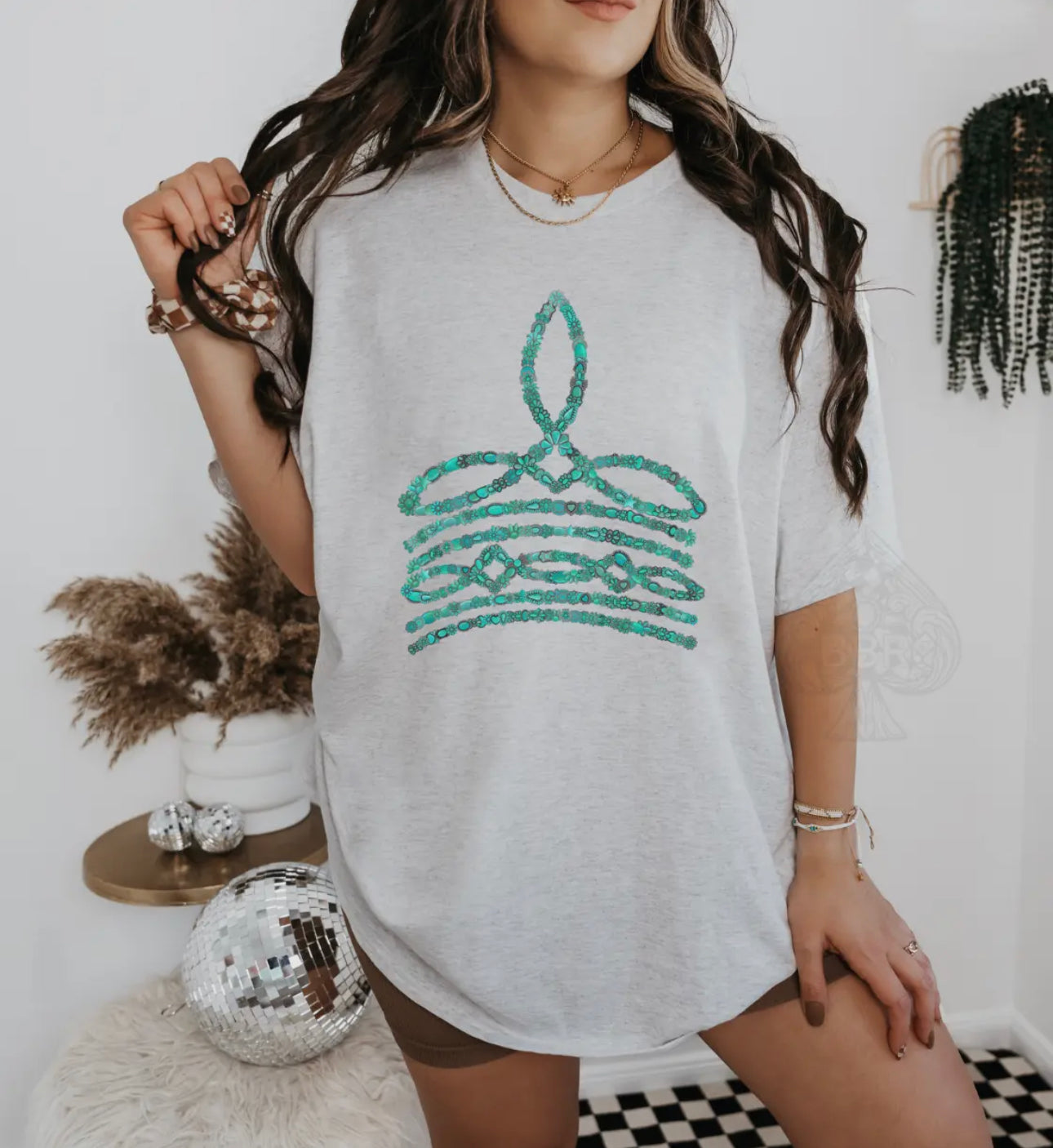 Turquoise Boot Stitch Western Graphic Tee