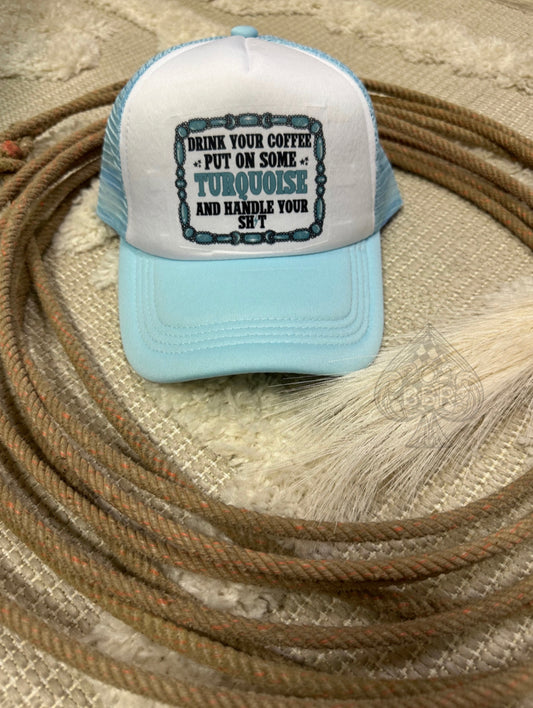 Coffee & Turquoise Trucker Hat