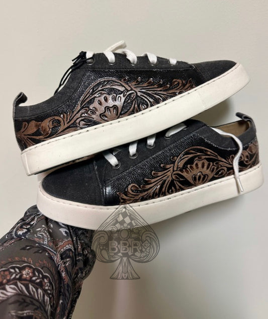 Tooled Black Sneakers