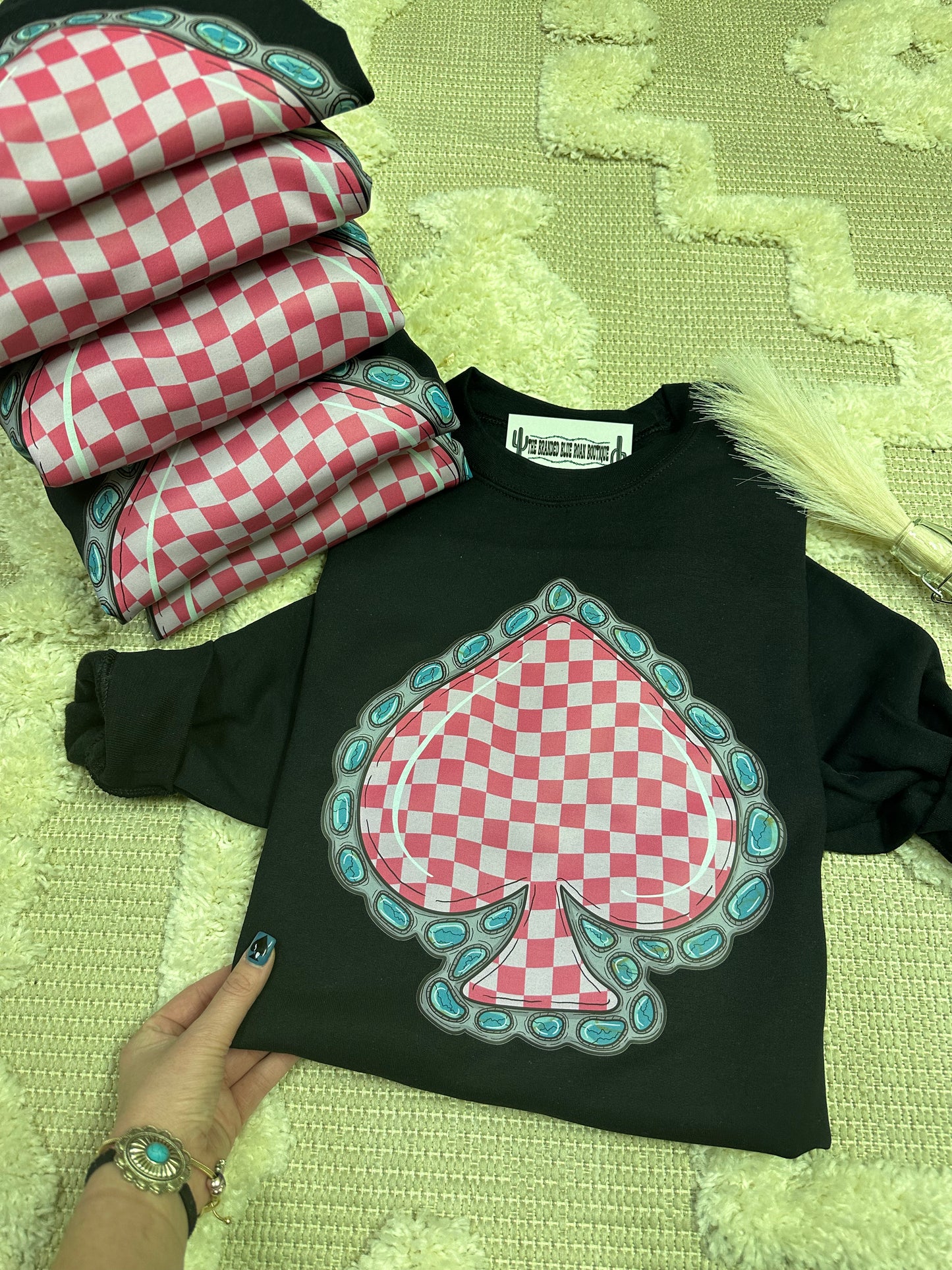 Pink Checkered Spade Graphic