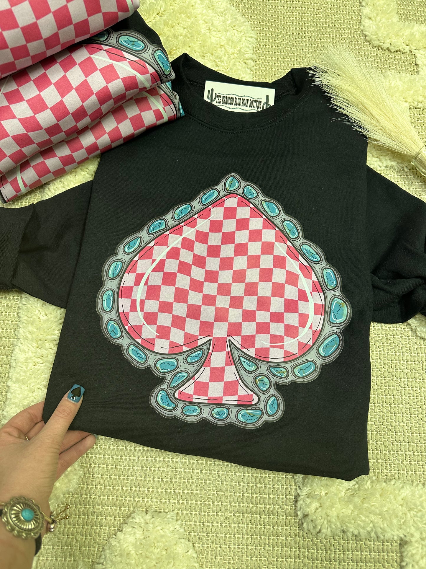 Pink Checkered Spade Graphic