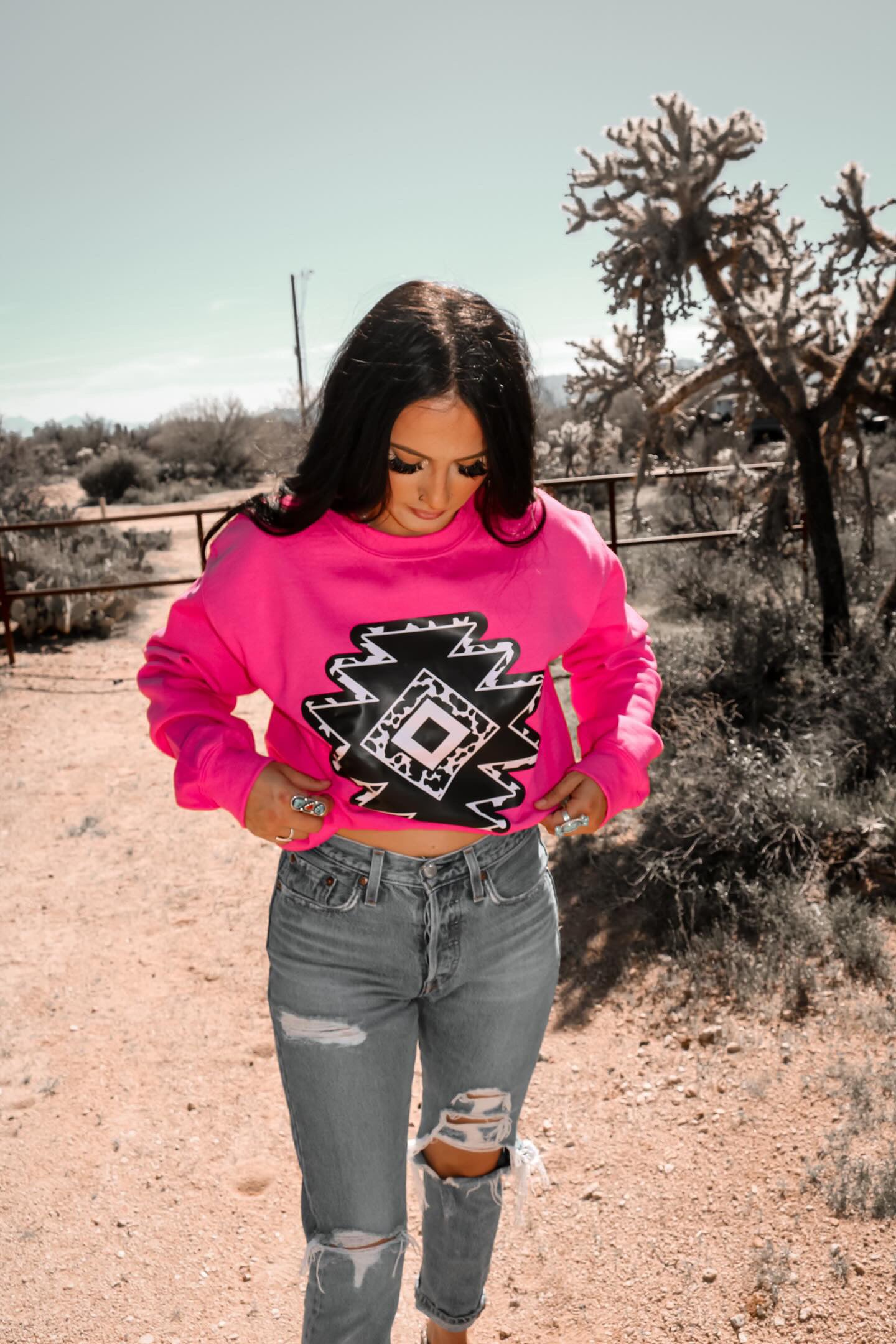 Pink & Black Aztec Western Graphic