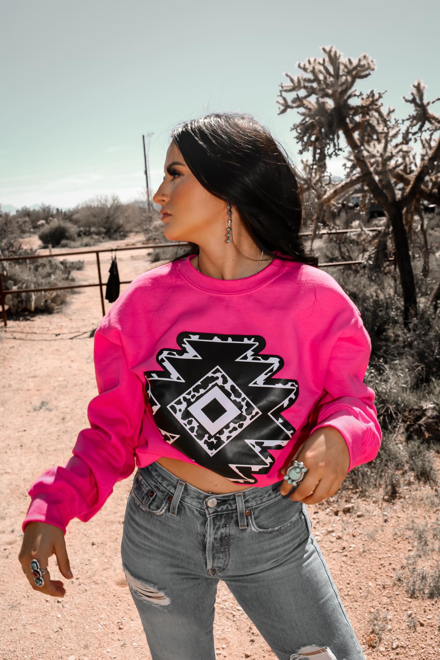 Pink & Black Aztec Western Graphic