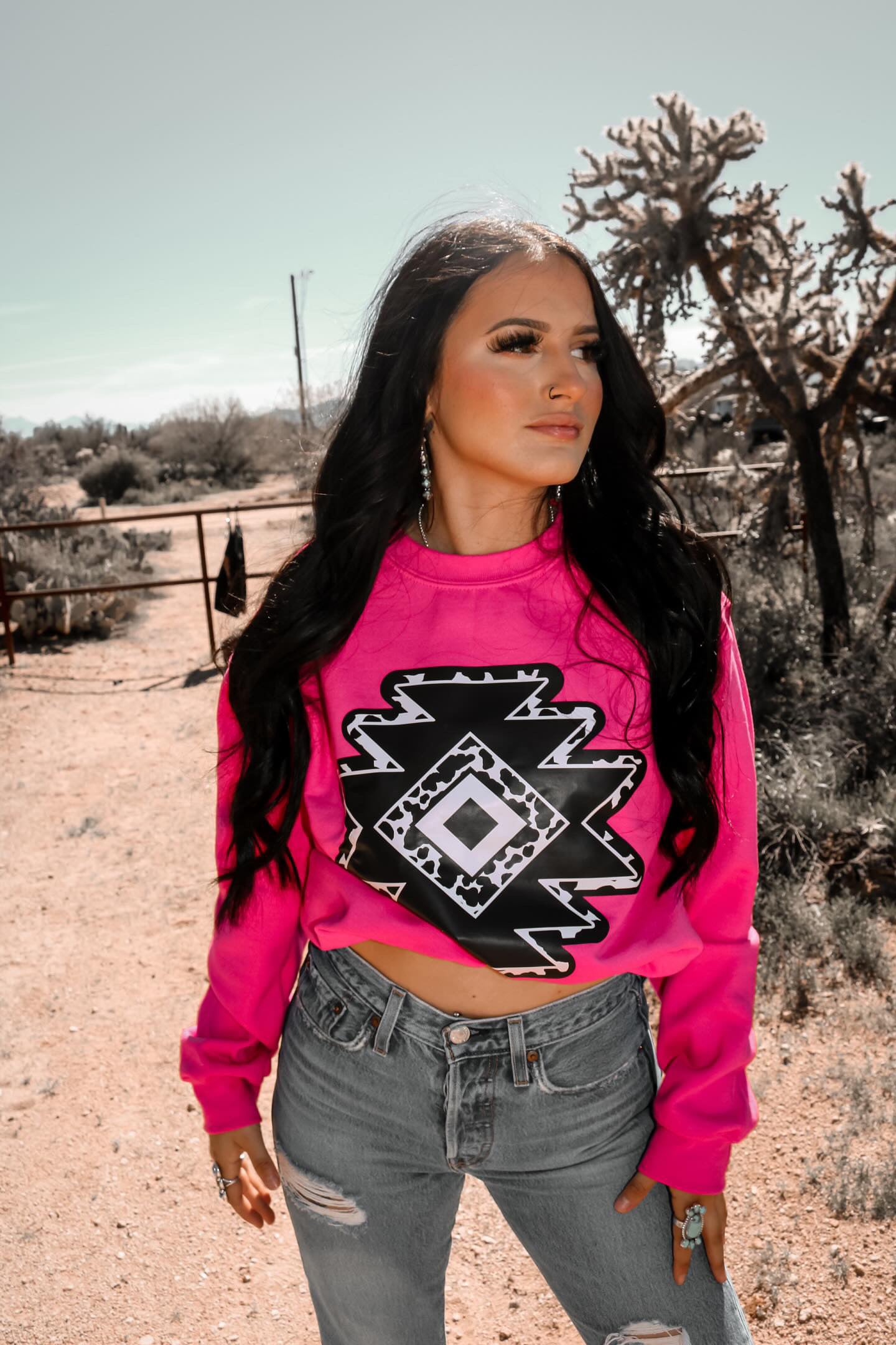 Pink & Black Aztec Western Graphic