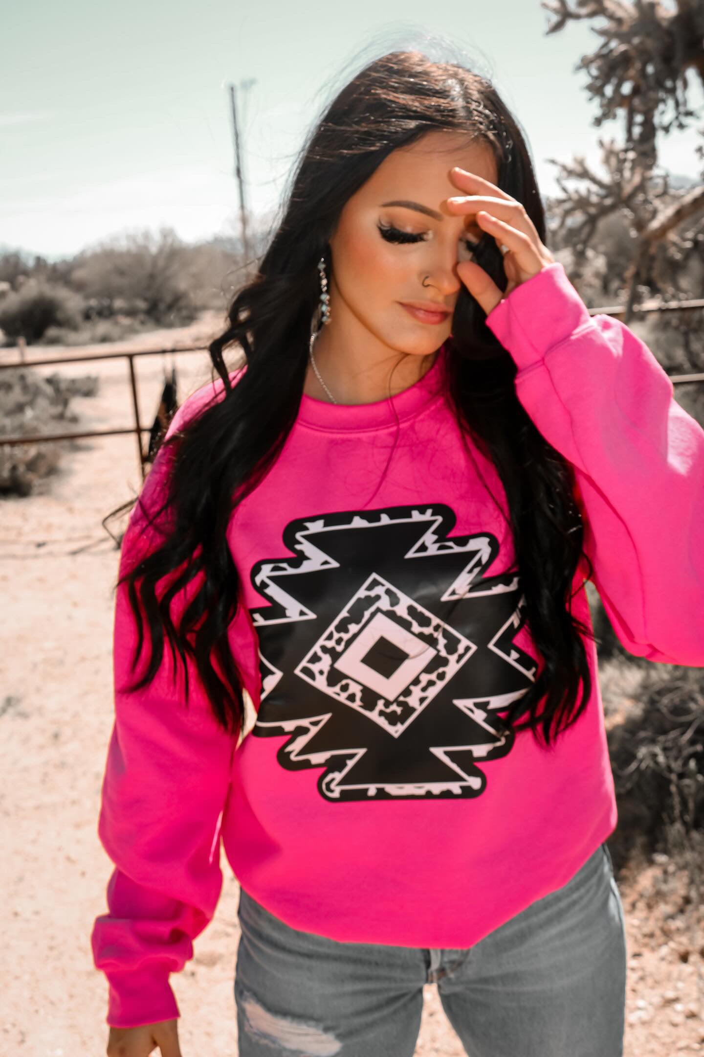 Pink & Black Aztec Western Graphic