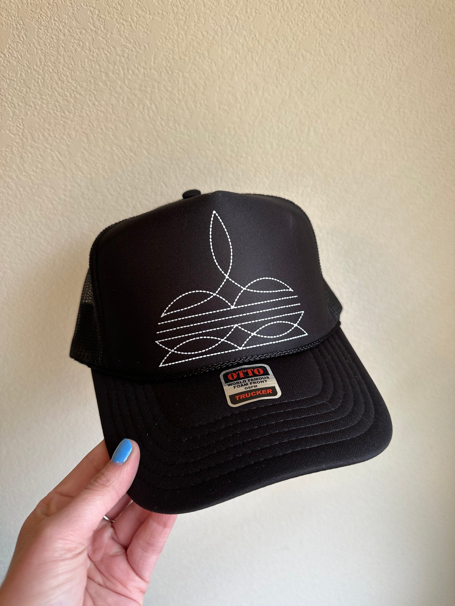 Black Boot Stitch Trucker Hat - RTS