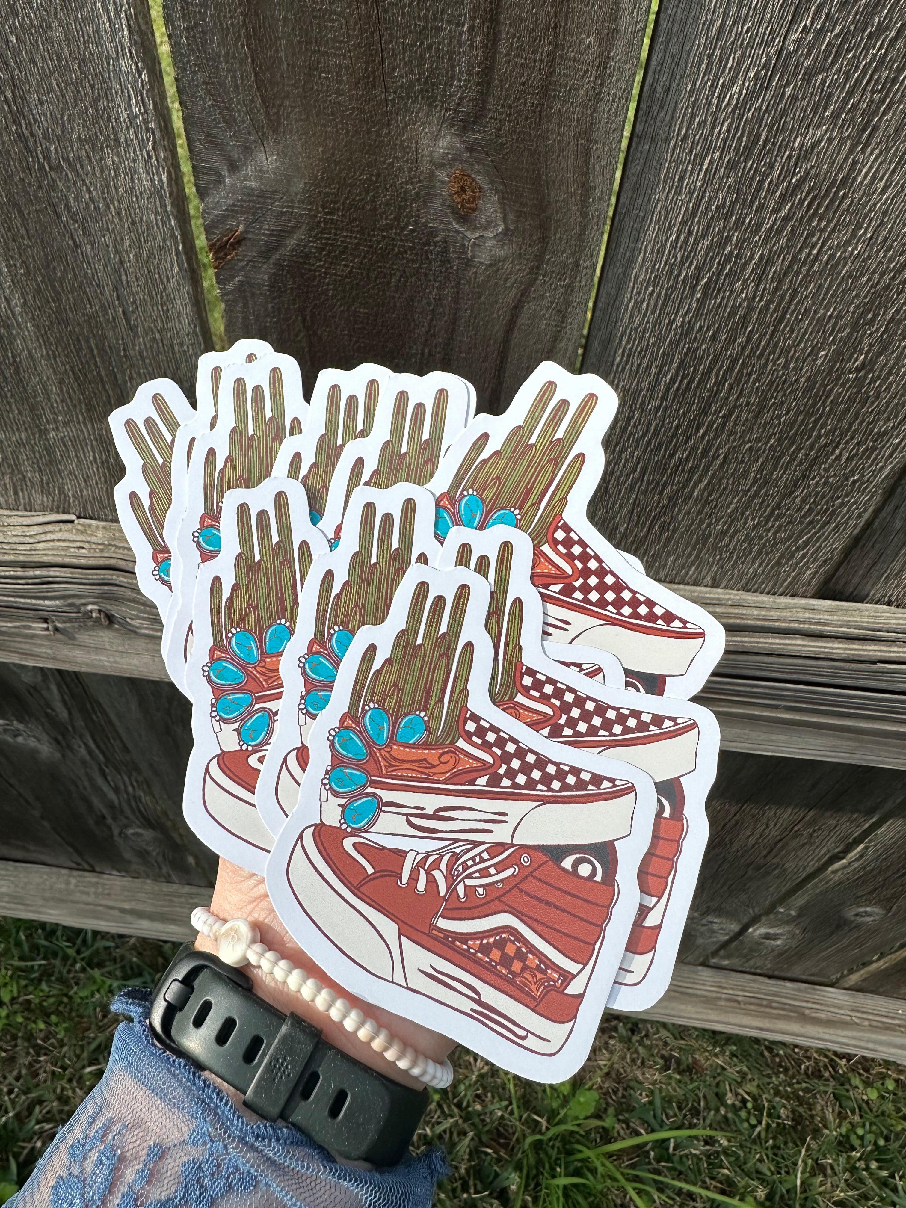 cactus checkered shoes stickers