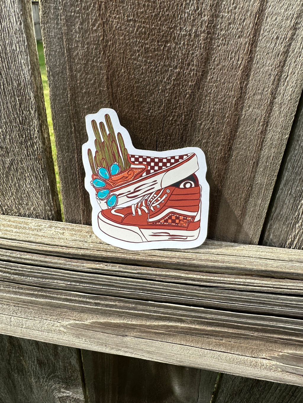 cactus checkered shoes stickers