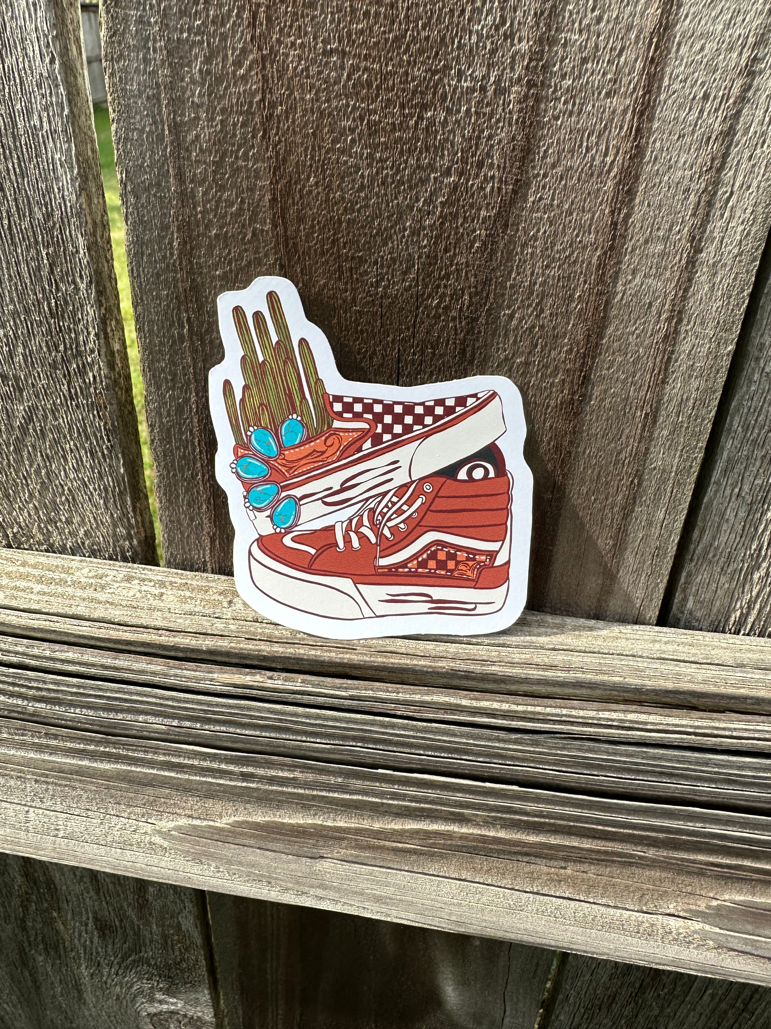 cactus checkered shoes stickers